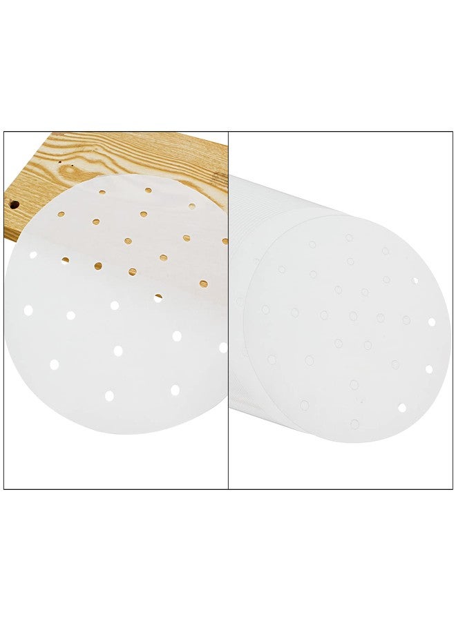 Cionyce 100 Pcs Dumpling Paper Bamboo Steamer Paper 8 Inch Steamer Basket Liners With Holes,Parchment Paper For Air Frying,Baking - Image 5